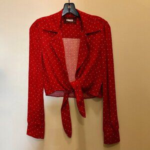 Reformation Red Polka Dot Tie Top XS